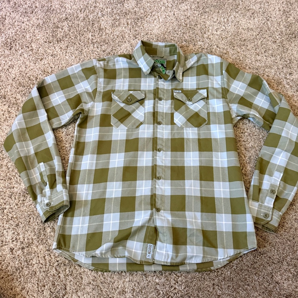 Dixxon Flannel Co Astoria Plaid Button Down Shirt Mens Large Tall LT Olive Green